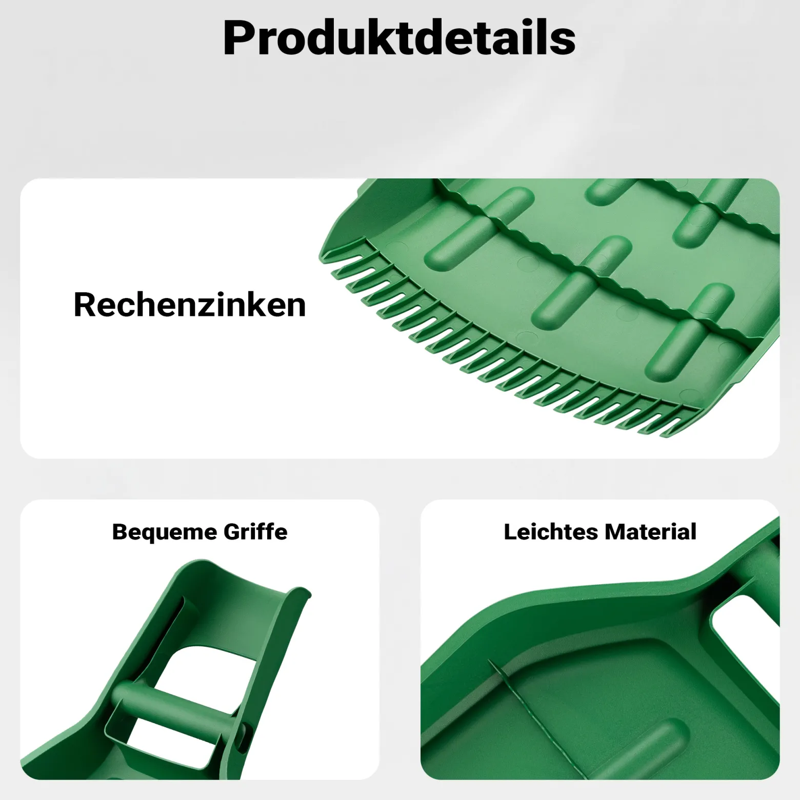 Wiltec Laubgreifer Kunststoff 57,1 x 33,7 x 7,6 cm, 2er Set Laubsammler mit breiter Öffnung, Laubkralle mit Zinken und ergonomischem Griff