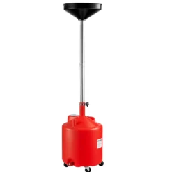 Wiltec Ölauffangwagen 75 l Ölablassgerät 145-185 cm, höhenverstellbarer Ölauffangbehälter mit großem Trichter Ø 41 cm, Altölauffangbehälter ideal für Ölwechsel bei Auto und Motorrad