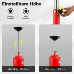 Wiltec Ölauffangwagen 75 l Ölablassgerät 145-185 cm, höhenverstellbarer Ölauffangbehälter mit großem Trichter Ø 41 cm, Altölauffangbehälter ideal für Ölwechsel bei Auto und Motorrad