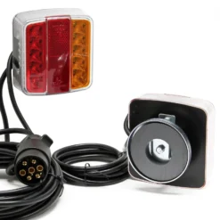 Wiltec LED Rückleuchte mit Magneten 7-polig 12V, Adapter für PKW Anhänger, Anhängersteckdose mit E11-Zertifizierung, Anhängerbeleuchtung