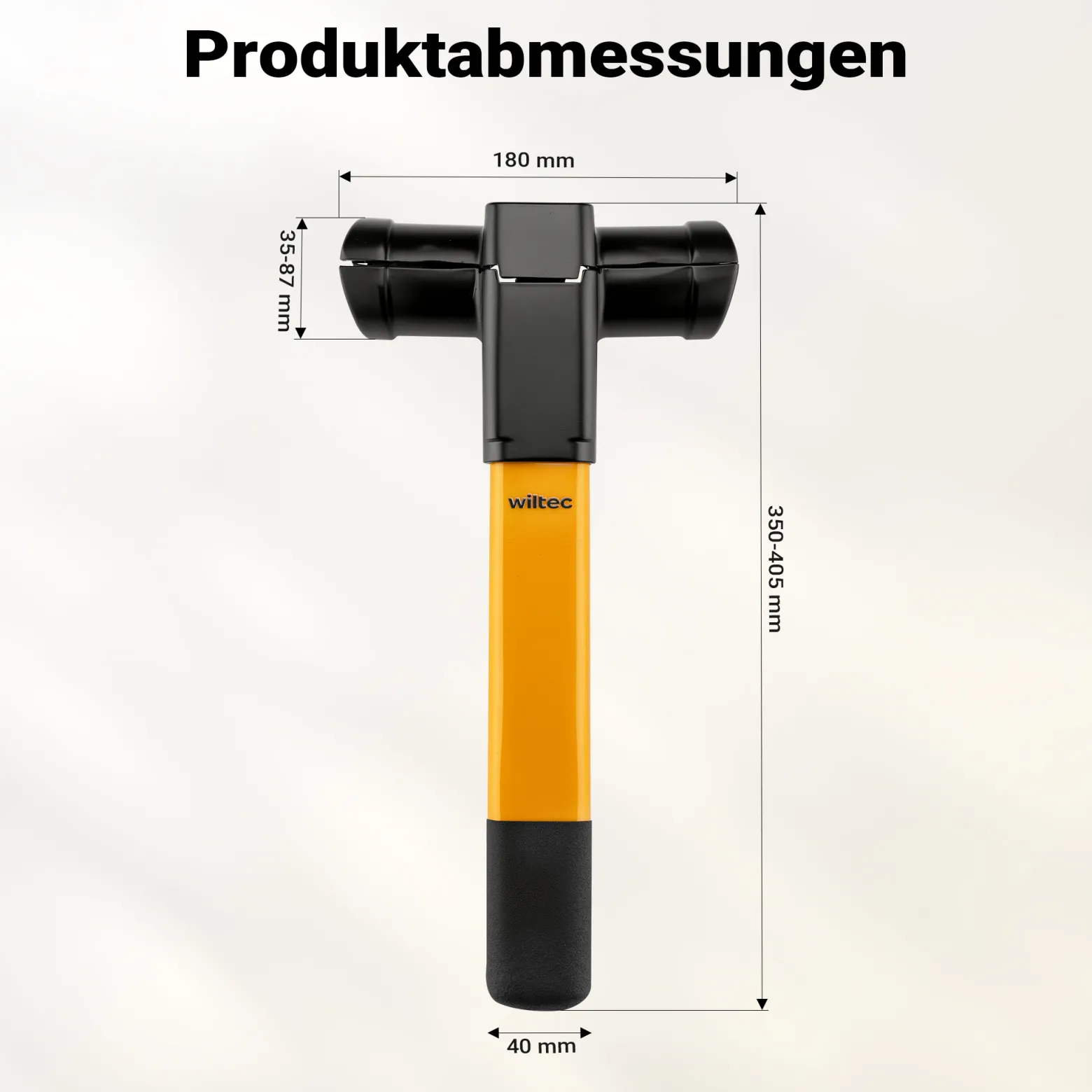 Wiltec Lenkradkralle inkl. 2 Schlüssel 360 x 180 x 95 mm aus Kupfer, Lenkradsperre als Lenkradschloss und Diebstahlsicherung fürs Auto