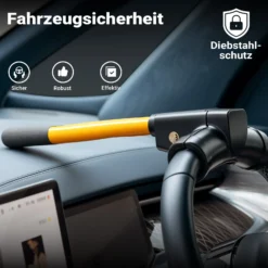 Wiltec Lenkradkralle inkl. 2 Schlüssel 360 x 180 x 95 mm aus Kupfer, Lenkradsperre als Lenkradschloss und Diebstahlsicherung fürs Auto