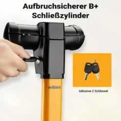 Wiltec Lenkradkralle inkl. 2 Schlüssel 360 x 180 x 95 mm aus Kupfer, Lenkradsperre als Lenkradschloss und Diebstahlsicherung fürs Auto