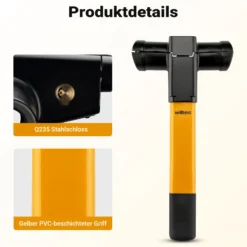 Wiltec Lenkradkralle inkl. 2 Schlüssel 360 x 180 x 95 mm aus Kupfer, Lenkradsperre als Lenkradschloss und Diebstahlsicherung fürs Auto