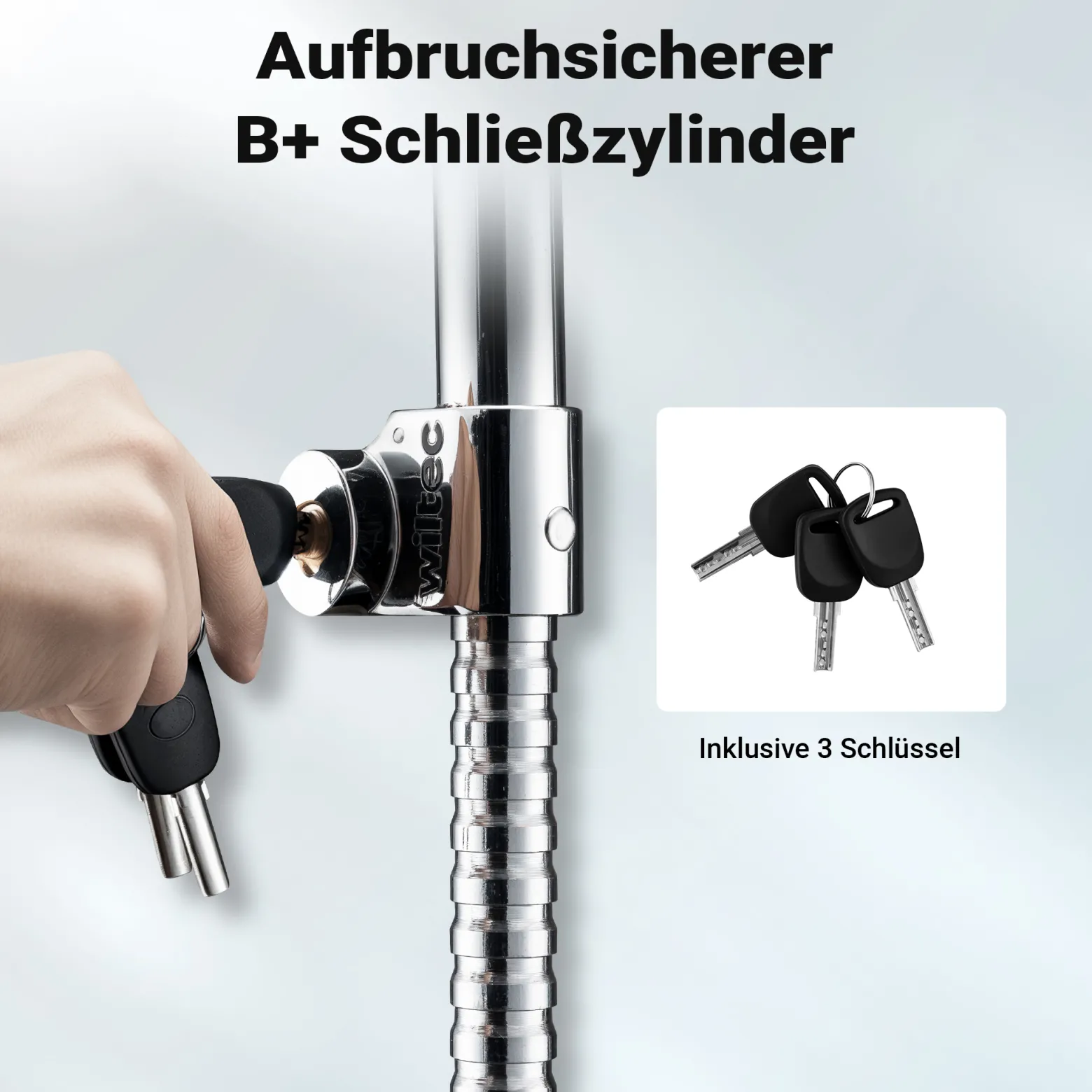 Wiltec Lenkradkralle Kupplungsschloss 360 x 110 x 48 mm als Lenkradsperre und Wegfahrsperre fürs Auto