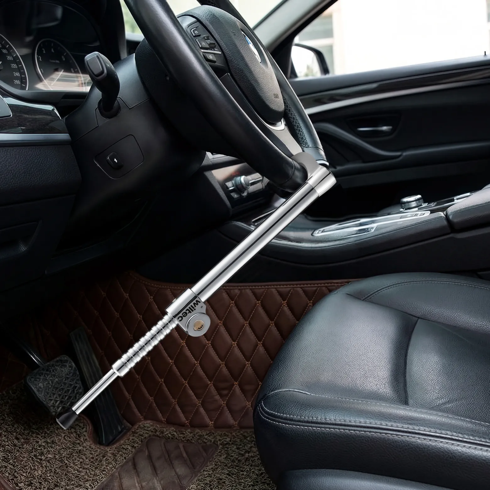 Wiltec Lenkradkralle Kupplungsschloss 360 x 110 x 48 mm als Lenkradsperre und Wegfahrsperre fürs Auto