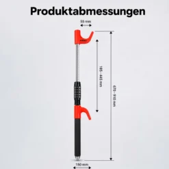 Wiltec Lenkradsperre mit Nothammer ausziehbar bis 67 cm als Lenkradschloss und Diebstahlsicherung fürs Auto