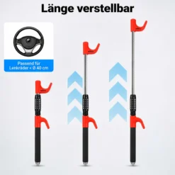 Wiltec Lenkradsperre mit Nothammer ausziehbar bis 67 cm als Lenkradschloss und Diebstahlsicherung fürs Auto