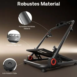 Wiltec Lenkradständer klappbar 68 x 82 x 83 cm, Lenkrad Halterung für Sim Racing, Lenkrad Ständer mit Befestigungspunkte für Lenkrad, Schalthebel und Pedale