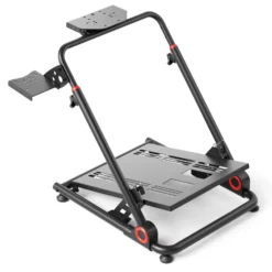 Wiltec Lenkradständer klappbar 68 x 82 x 83 cm, Lenkrad Halterung für Sim Racing, Lenkrad Ständer mit Befestigungspunkte für Lenkrad, Schalthebel und Pedale