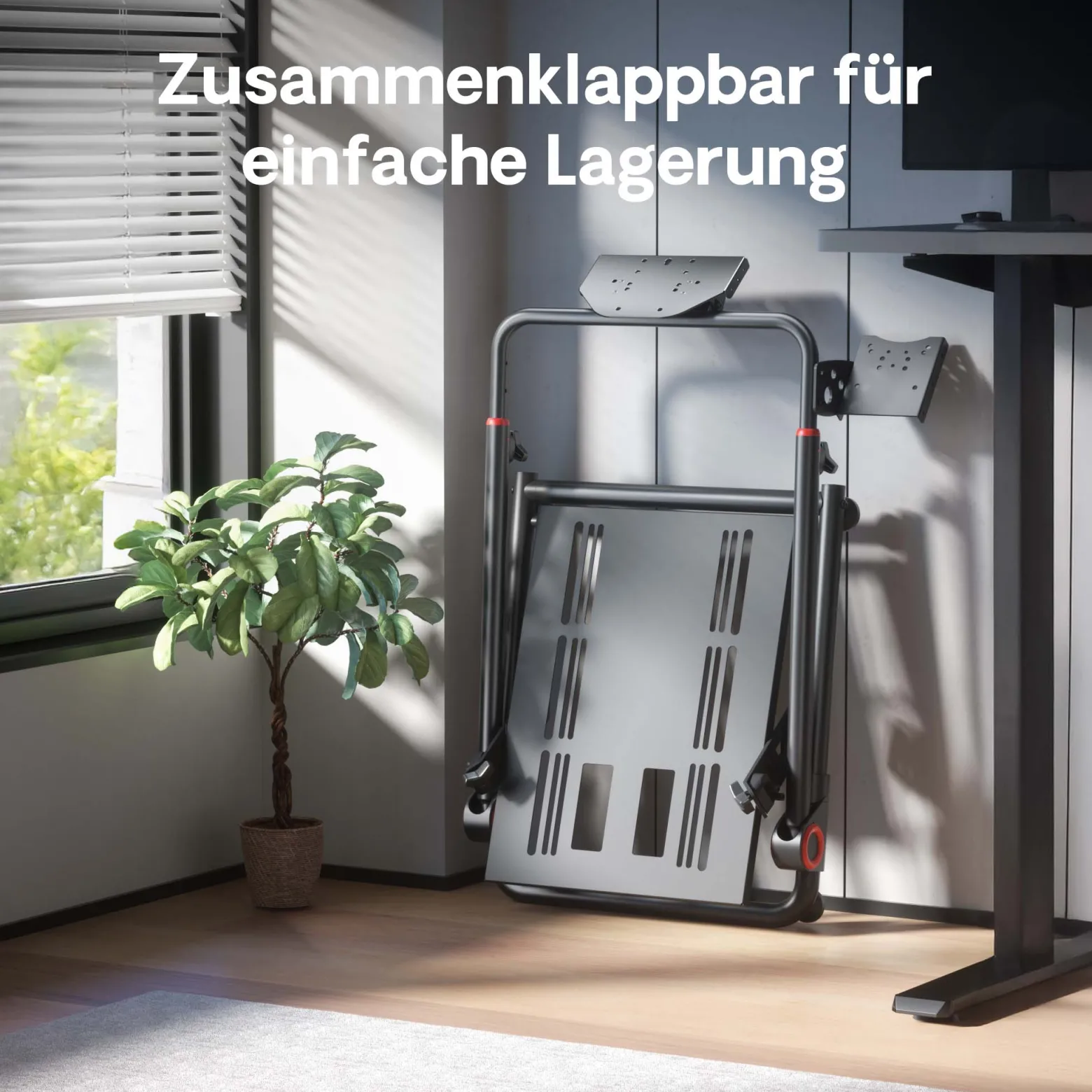 Wiltec Lenkradständer klappbar 68 x 82 x 83 cm, Lenkrad Halterung für Sim Racing, Lenkrad Ständer mit Befestigungspunkte für Lenkrad, Schalthebel und Pedale