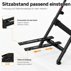 Wiltec Lenkradständer klappbar mit Pedalhalter belastbar bis 20 kg, höhenverstellbarer Sim Racing Stand kompatibel mit vielen Gaming Lenkrädern und Pedalen