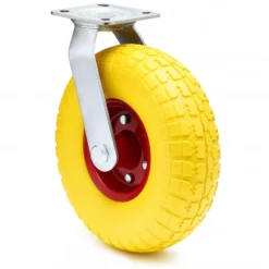 Wiltec Lenkrolle Ø258 bis 150kg mit Metallfelgen 78mm hoch pannensicher gelb belastbar, Transportrolle Möbelrolle Laufrolle Möbel-Lenkrolle