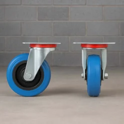 Wiltec Lenkrolle 100mm bis 150kg mit Kunststoffrad und Anbauplatte Transportrolle leiser Lauf, ungebremst Möbelrolle Laufrolle Möbel-Lenkrolle