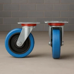 Wiltec Lenkrolle 200mm bis 350kg mit Kunststoffrad und Anbauplatte Transportrolle leiser Lauf, ungebremst Möbelrolle Laufrolle Möbel-Lenkrolle