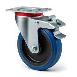 Wiltec Lenkrolle 200mm bis 350kg mit Bremse, Kunststoffrad und Anbauplatte Transportrolle leiser Lauf Möbelrolle Laufrolle Möbel-Lenkrolle