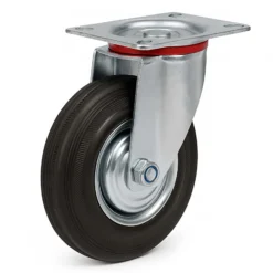 Wiltec Lenkrolle Ø75mm bis 50kg Tragkraft mit Gummirad, ungebremst, leiser Lauf, Transportrolle Möbelrolle Laufrolle Möbel-Lenkrolle