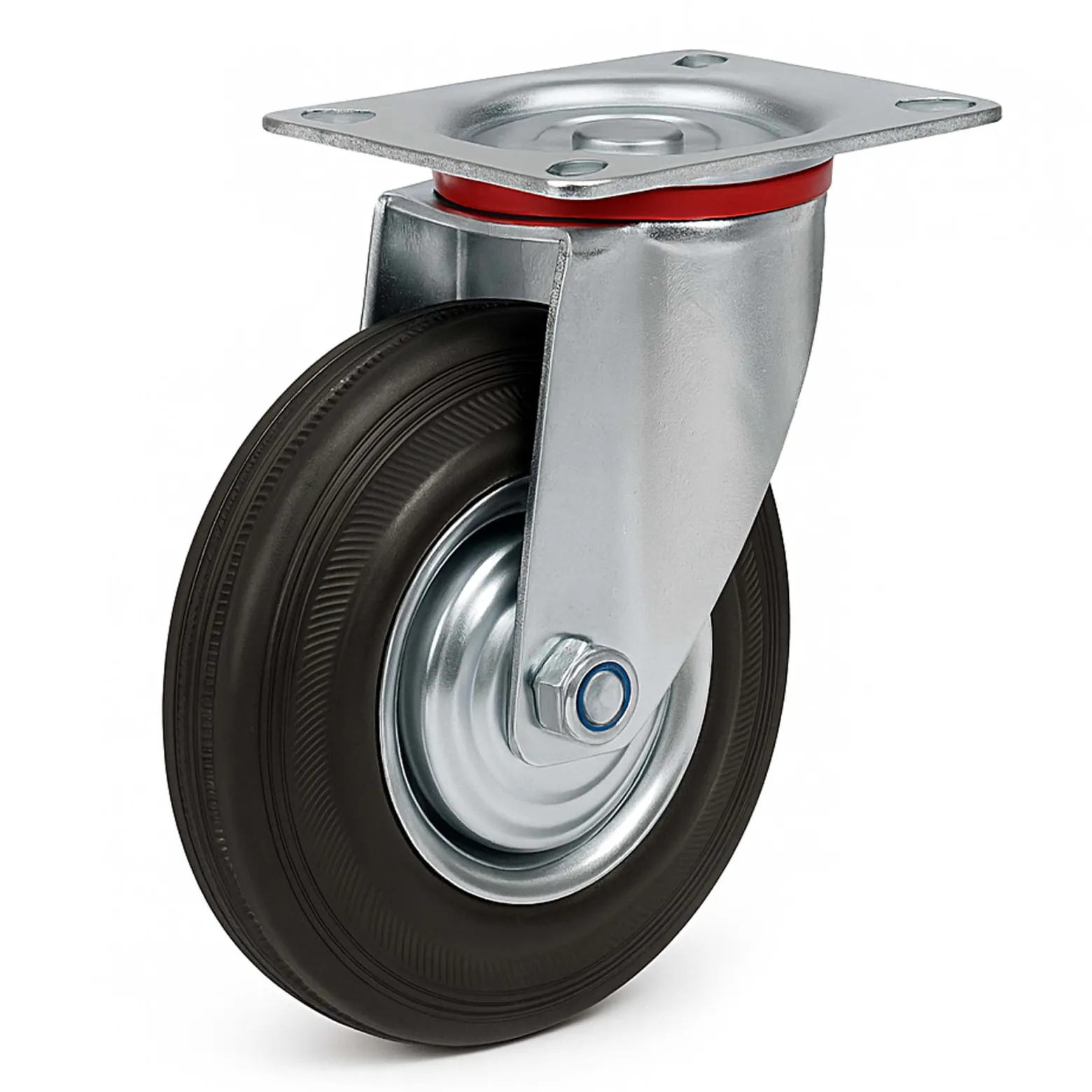 Wiltec Lenkrolle Ø75mm bis 50kg Tragkraft mit Gummirad, ungebremst, leiser Lauf, Transportrolle Möbelrolle Laufrolle Möbel-Lenkrolle