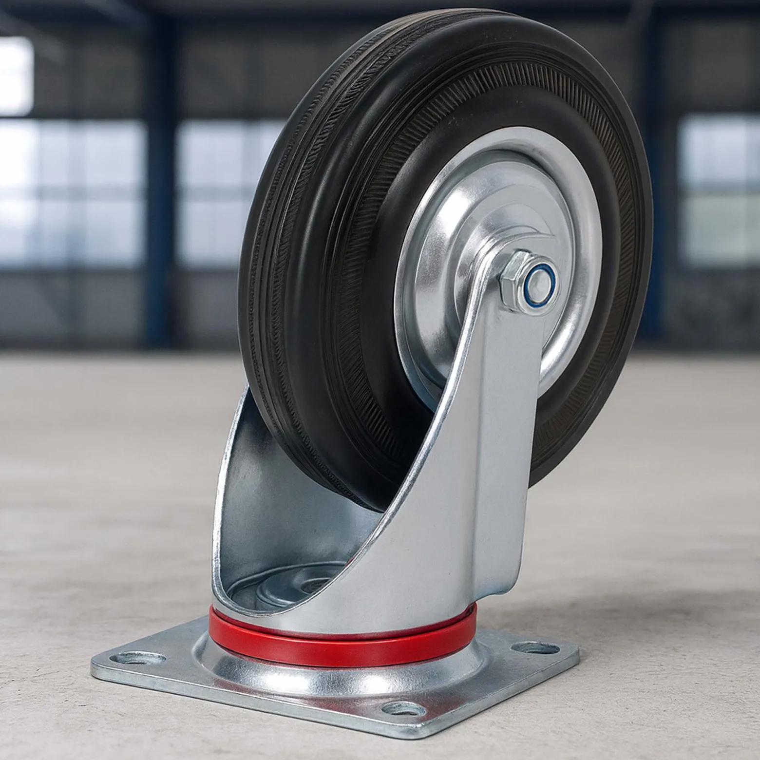 Wiltec Lenkrolle Ø75mm bis 50kg Tragkraft mit Gummirad, ungebremst, leiser Lauf, Transportrolle Möbelrolle Laufrolle Möbel-Lenkrolle