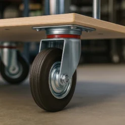Wiltec Lenkrolle Ø200mm bis 150kg Tragkraft mit Gummirad ungebremst, leiser Lauf, Transportrolle Möbelrolle Laufrolle Möbel-Lenkrolle