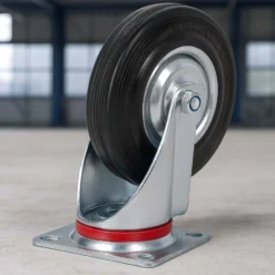 Wiltec Lenkrolle Ø160mm bis 130kg Tragkraft mit Gummirad ungebremst, leiser Lauf, Transportrolle Möbelrolle Laufrolle Möbel-Lenkrolle