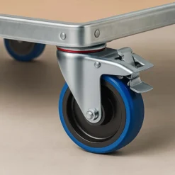 Wiltec Lenkrolle 125mm mit Kunststoffrad, Bremse und Anbauplatte Transportrolle bis 200kg leiser Lauf Möbelrolle Laufrolle Möbel-Lenkrolle