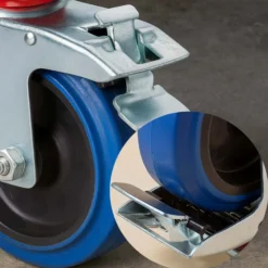 Wiltec Lenkrolle 80mm mit Kunststoffrad, Bremse und Anbauplatte Transportrolle bis 100kg leiser Lauf Möbelrolle Laufrolle Möbel-Lenkrolle