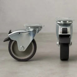 Wiltec Lenkrolle 100mm mit Kunststoffrad, Bremse und Anbauplatte Transportrolle bis 80kg leiser Lauf Möbelrolle Laufrolle Möbel-Lenkrolle