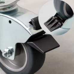 Wiltec Lenkrolle 100mm mit Kunststoffrad, Bremse und Anbauplatte Transportrolle bis 80kg leiser Lauf Möbelrolle Laufrolle Möbel-Lenkrolle