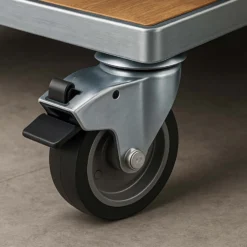 Wiltec Lenkrolle 100mm mit Kunststoffrad, Bremse und Anbauplatte Transportrolle bis 80kg leiser Lauf Möbelrolle Laufrolle Möbel-Lenkrolle