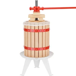 Wiltec 6L Obstpresse aus Buchenholz inkl. Presstuch, manuelle Weinpresse mit 190x270mm Korb, Apfelpresse Fruchtpresse für Obst Wein Maische