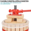 Wiltec 18L Obstpresse aus Buchenholz inkl. Presstuch, manuelle Weinpresse mit 280x365mm Korb, Apfelpresse Fruchtpresse für Obst Wein Maische