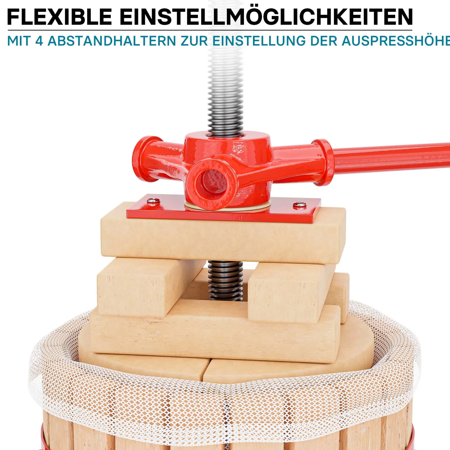 Wiltec 30L Obstpresse aus Buchenholz inkl. Presstuch, manuelle Weinpresse mit 285x581mm Korb, Apfelpresse Fruchtpresse für Obst Wein Maische