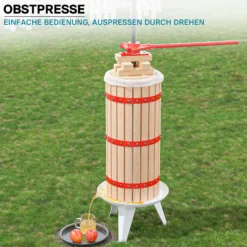 Wiltec 30L Obstpresse aus Buchenholz Saftpresse mit 3 passenden Presstüchern Weinpresse aus Holz Apfelpresse zum Wein Apfelsaft selber machen
