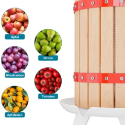 Wiltec 30L Obstpresse aus Buchenholz Saftpresse mit 3 passenden Presstüchern Weinpresse aus Holz Apfelpresse zum Wein Apfelsaft selber machen