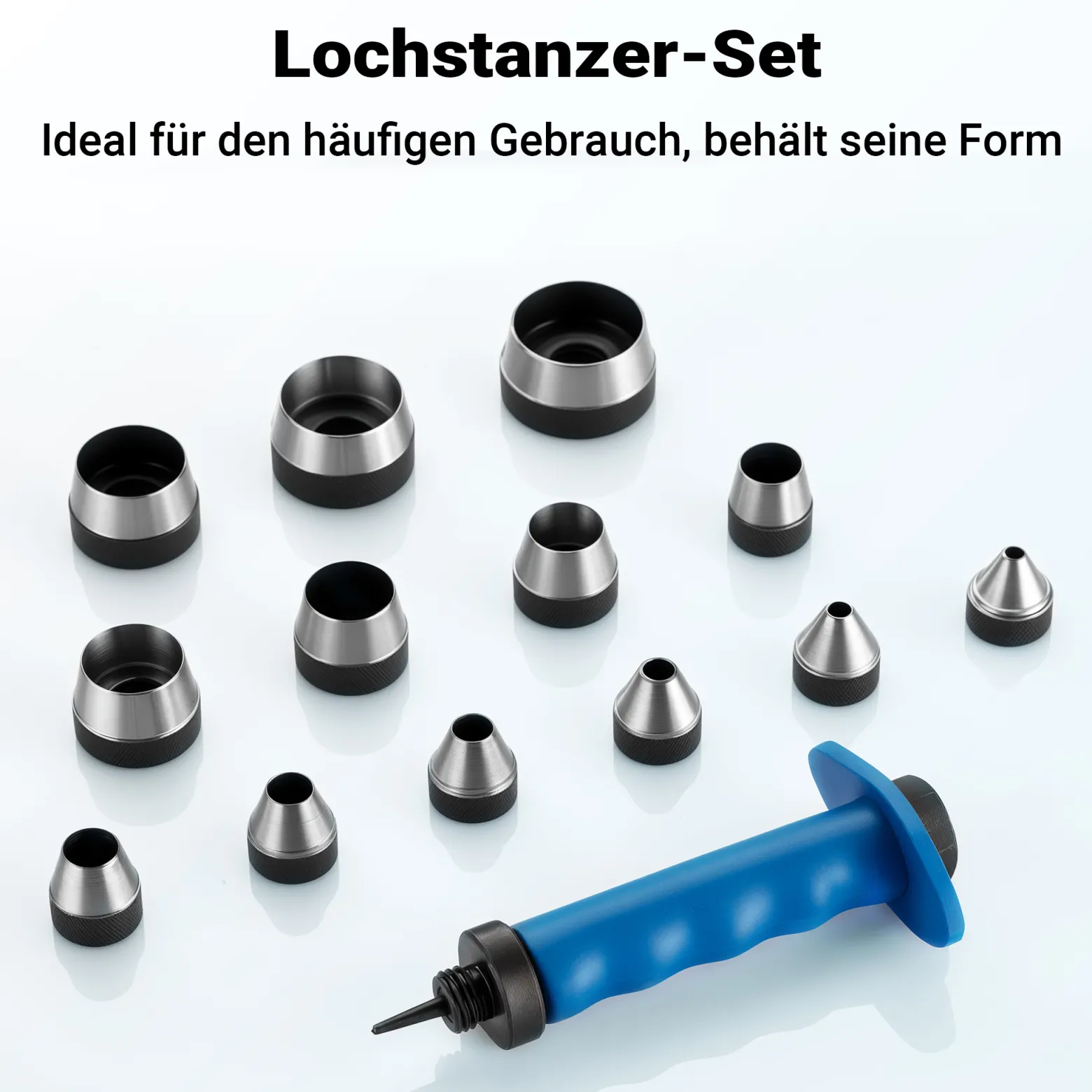 Wiltec Lochstanzer Set 13 in 1, Locheisensatz 13-teilig, Stanzeisen Set aus Stahl, Stanzwerkzeug 5-35 mm, Henkellocheisen inkl. Aufbewahrungsbox