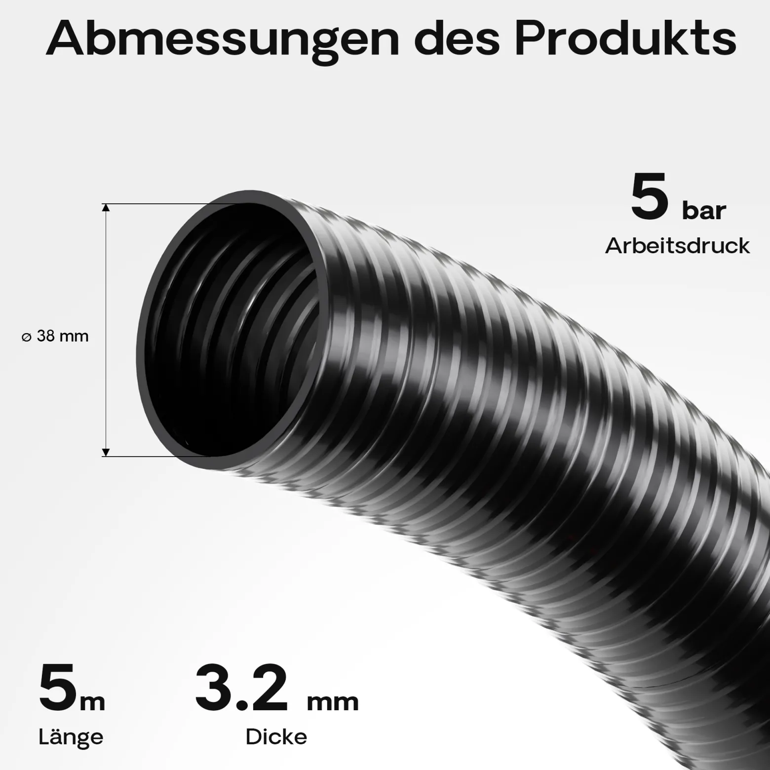 Wiltec Luisiana OM/I 5m flexibler Teichschlauch Ø38mm 420g/m Pumpenschlauch Schlauch Pumpe Saugschlauch Druckschlauch