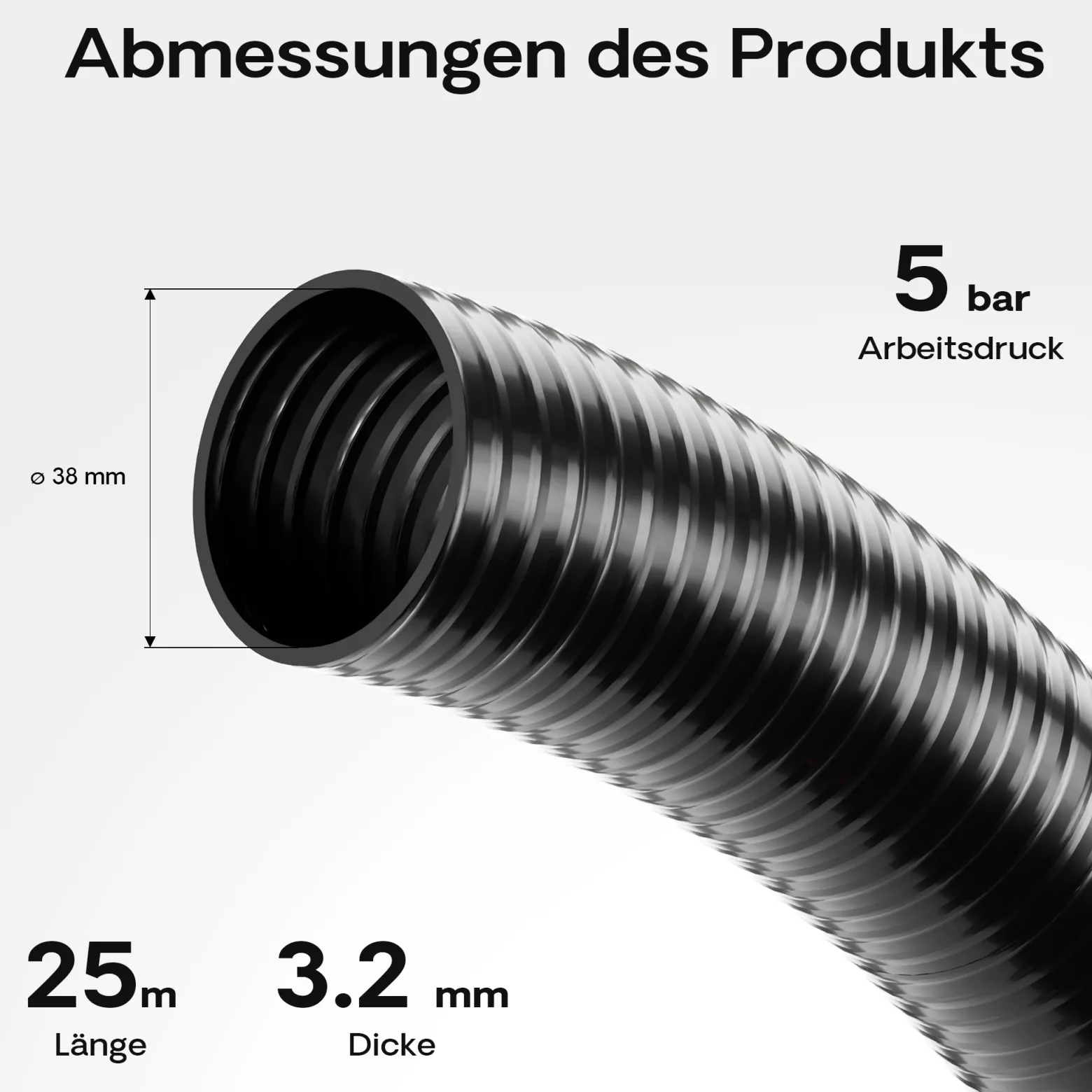 Wiltec Luisiana OM/I 25m flexibler Teichschlauch Ø38mm 420g/m Pumpenschlauch Schlauch Pumpe Saugschlauch Druckschlauch