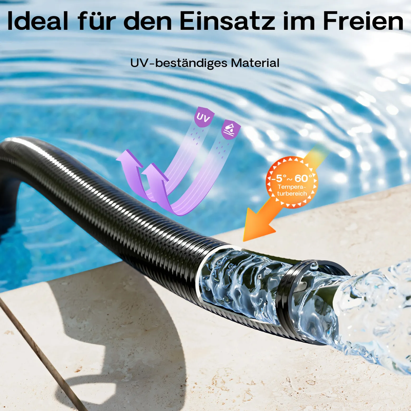 Wiltec Luisiana OM/I 5m flexibler Teichschlauch Ø25mm 250g/m Pumpenschlauch Schlauch Pumpe Saugschlauch Druckschlauch