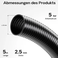 Wiltec Luisiana OM/I 5m flexibler Teichschlauch Ø25mm 250g/m Pumpenschlauch Schlauch Pumpe Saugschlauch Druckschlauch