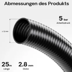 Wiltec Luisiana OM/I 25m flexibler Teichschlauch Ø32mm 320g/m Pumpenschlauch Schlauch Pumpe Saugschlauch Druckschlauch