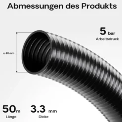 Wiltec Luisiana OM/I 50m flexibler Teichschlauch Ø40mm 470g/m Pumpenschlauch Schlauch Pumpe Saugschlauch Druckschlauch