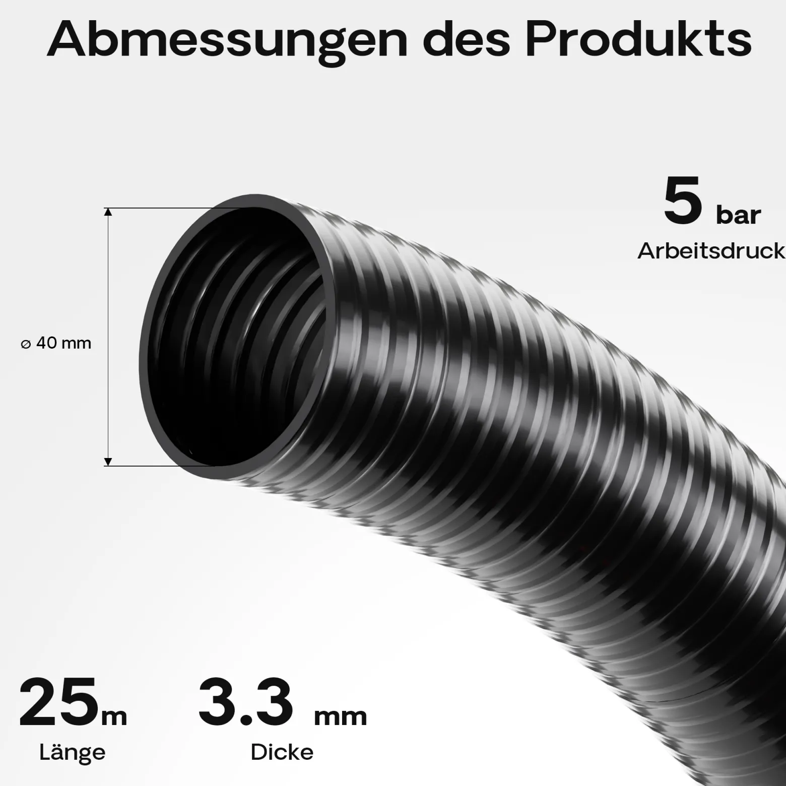 Wiltec Luisiana OM/I 25m flexibler Teichschlauch Ø40mm 470g/m Pumpenschlauch Schlauch Pumpe Saugschlauch Druckschlauch