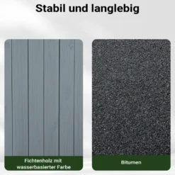 Wiltec Luxus XL Hundehütte 93,5 x 77,5 x 70 cm, grau weiß, Hundehaus aus Holz mit Veranda, Hundehöhle Outdoor für Balkon Garten Terrasse