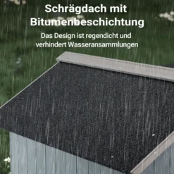 Wiltec Luxus XL Hundehütte 93,5 x 77,5 x 70 cm, grau weiß, Hundehaus aus Holz mit Veranda, Hundehöhle Outdoor für Balkon Garten Terrasse