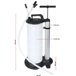 Wiltec Manueller Fluidextraktor mit 9 Liter Tank, Vakuumabsaugpumpe für Öl, Schmierstoffe, Wasser und andere Flüssigkeiten mit 3 Schläuchen, PPC Handpumpe