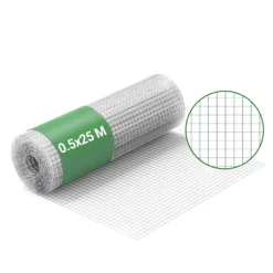 Wiltec Maschendrahtzaun 50 cm x 25 m, 0,7 mm Drahtstärke 12 x 12 mm Maschengröße, Volierendraht aus Stahl verzinkt, Drahtgitter, Vogeldraht
