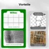 Wiltec Maschendrahtzaun 100 cm x 5 m, 0,7 mm Drahtstärke 12 x 12 mm Maschengröße, Volierendraht aus Stahl verzinkt, Drahtgitter, Vogeldraht