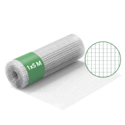 Wiltec Maschendrahtzaun 100 cm x 5 m, 0,7 mm Drahtstärke 12 x 12 mm Maschengröße, Volierendraht aus Stahl verzinkt, Drahtgitter, Vogeldraht