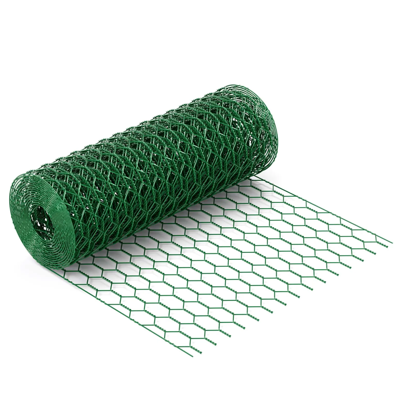 Wiltec Maschendrahtzaun Grün 90 cm x 10 m, 0,6 mm Stärke 25x25 mm Maschengröße, Volierendraht 6-Eck aus Stahl verzinkt, Drahtgitter, Vogeldraht